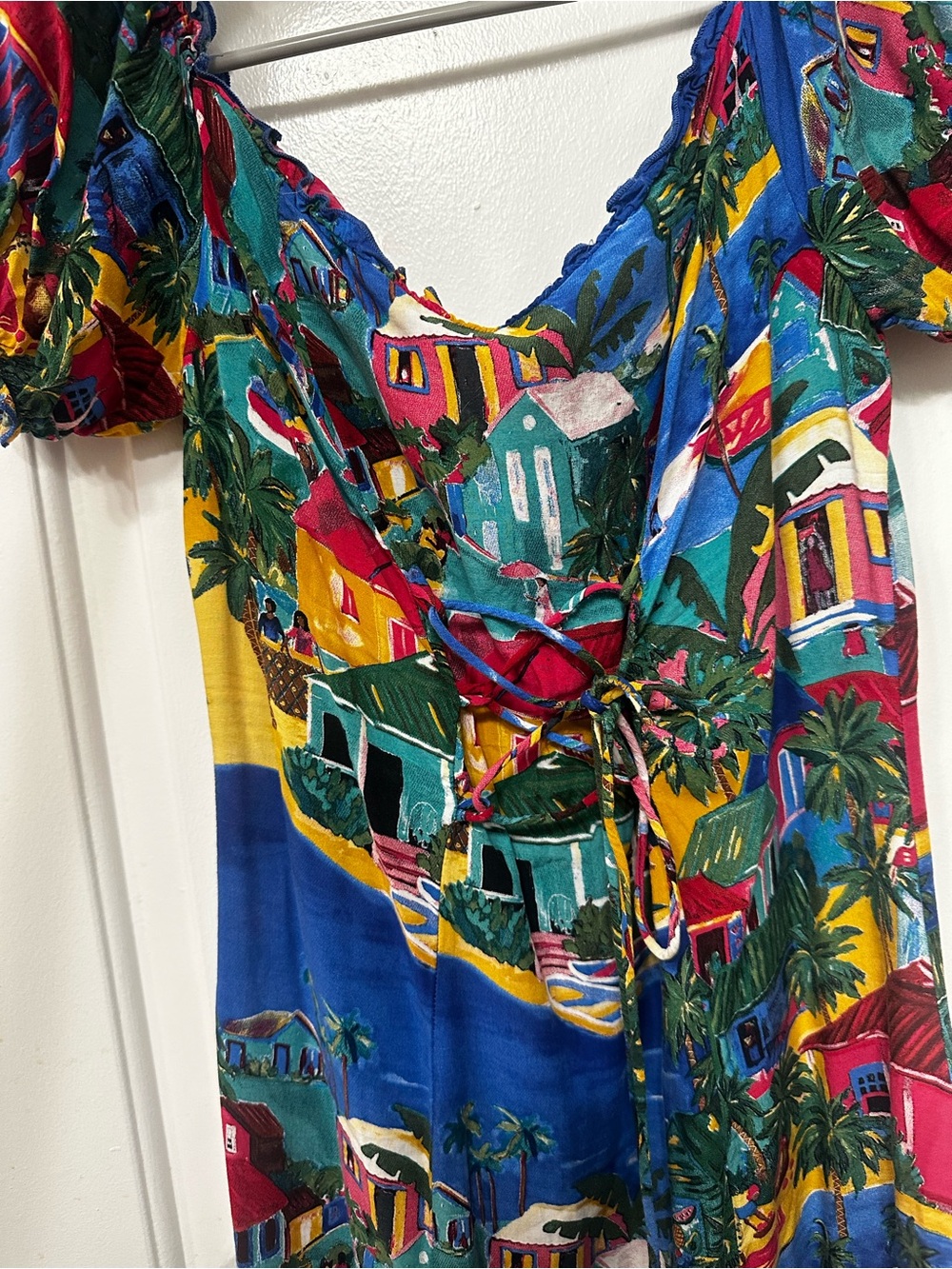 Zara Multi-Color Village Print Midi Dress